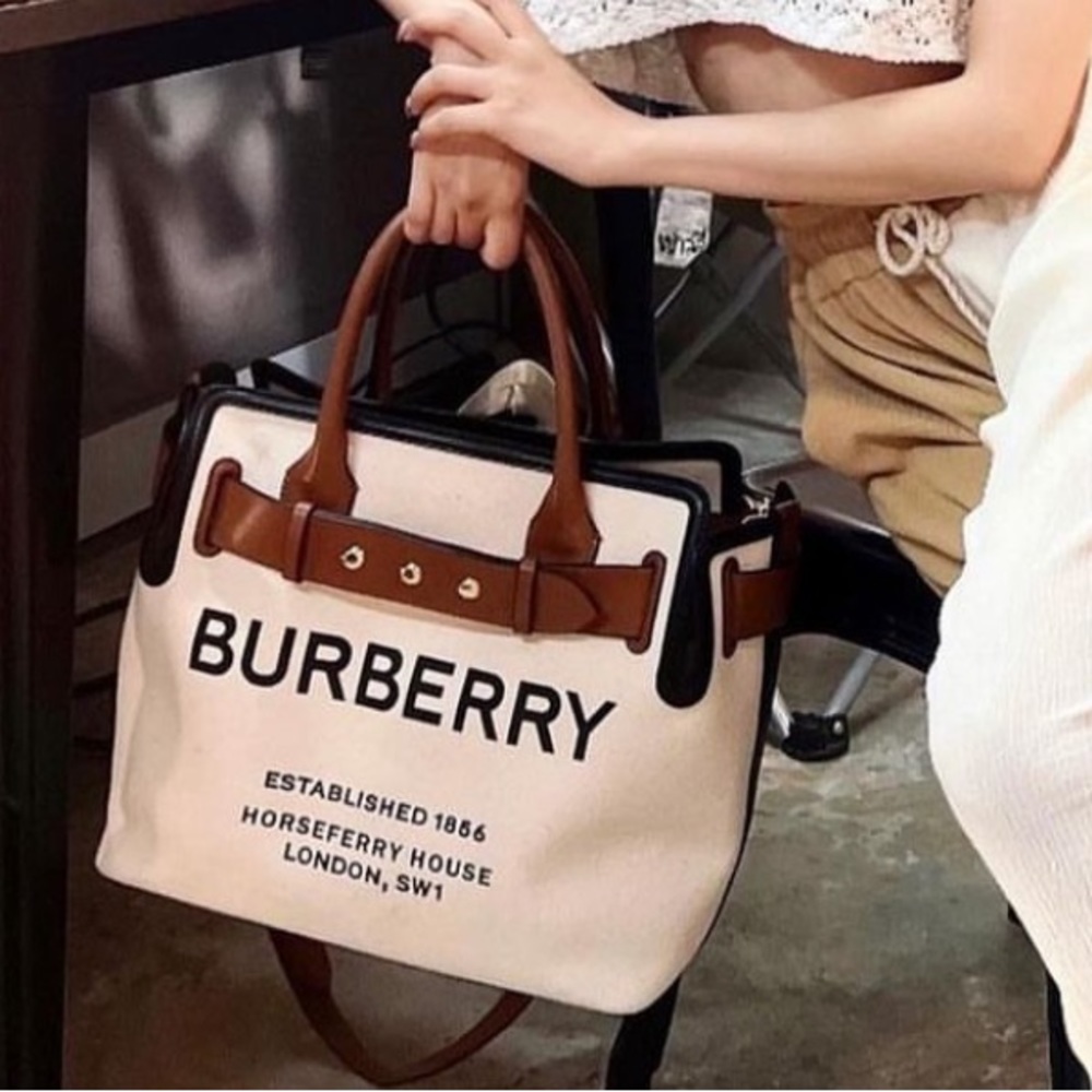 Burberry London beige canvas tote hand bag- no strap